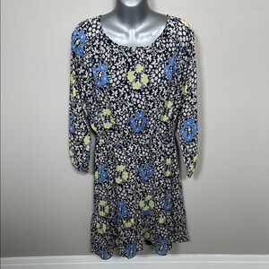 LOFT Blue and Black Bishop Sleeve Sundress